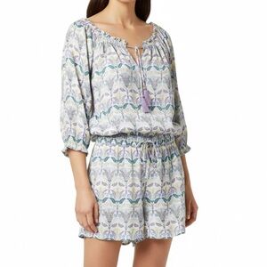 TORY BURCH 100% Silk Mosaic Romper in Provence Pompeii, Large